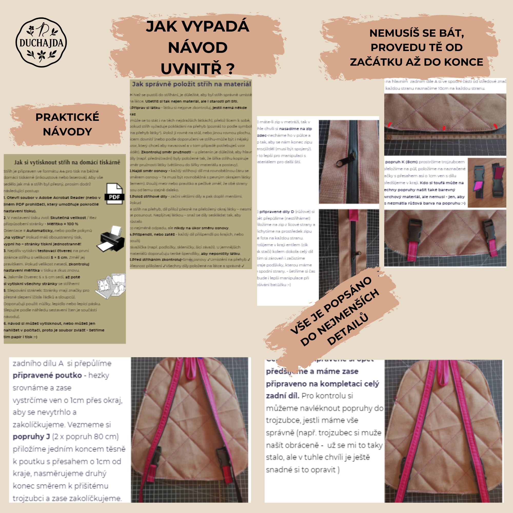 Dětský batoh na hračku / PDF střih a fotonávod