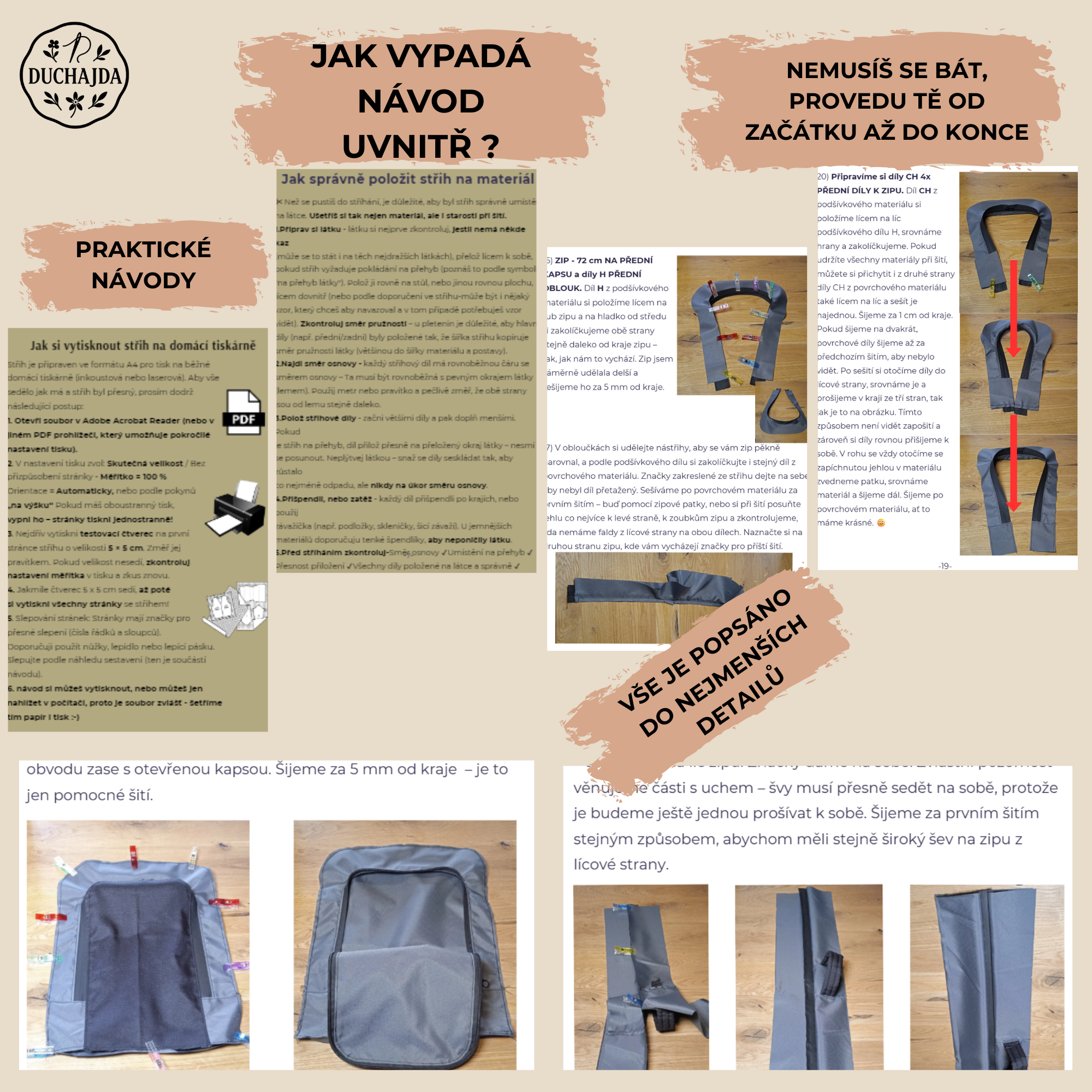 Pánský batoh ,,TRENTO,, PDF střih a fotonávod