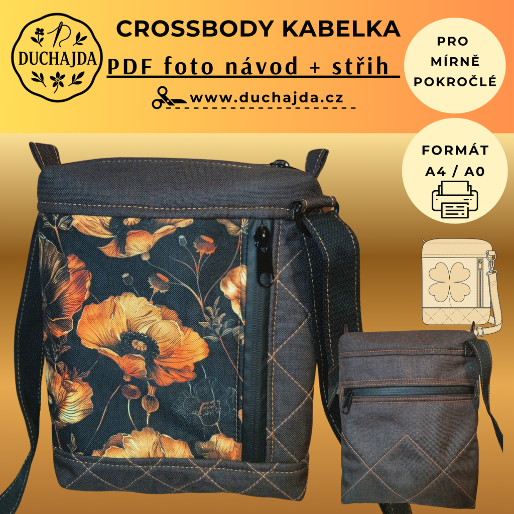 PDF střih a návod na crossbody kabelku