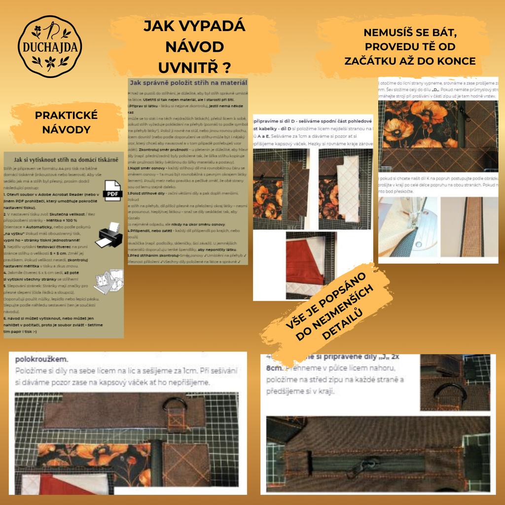 PDF střih a návod na crossbody kabelku