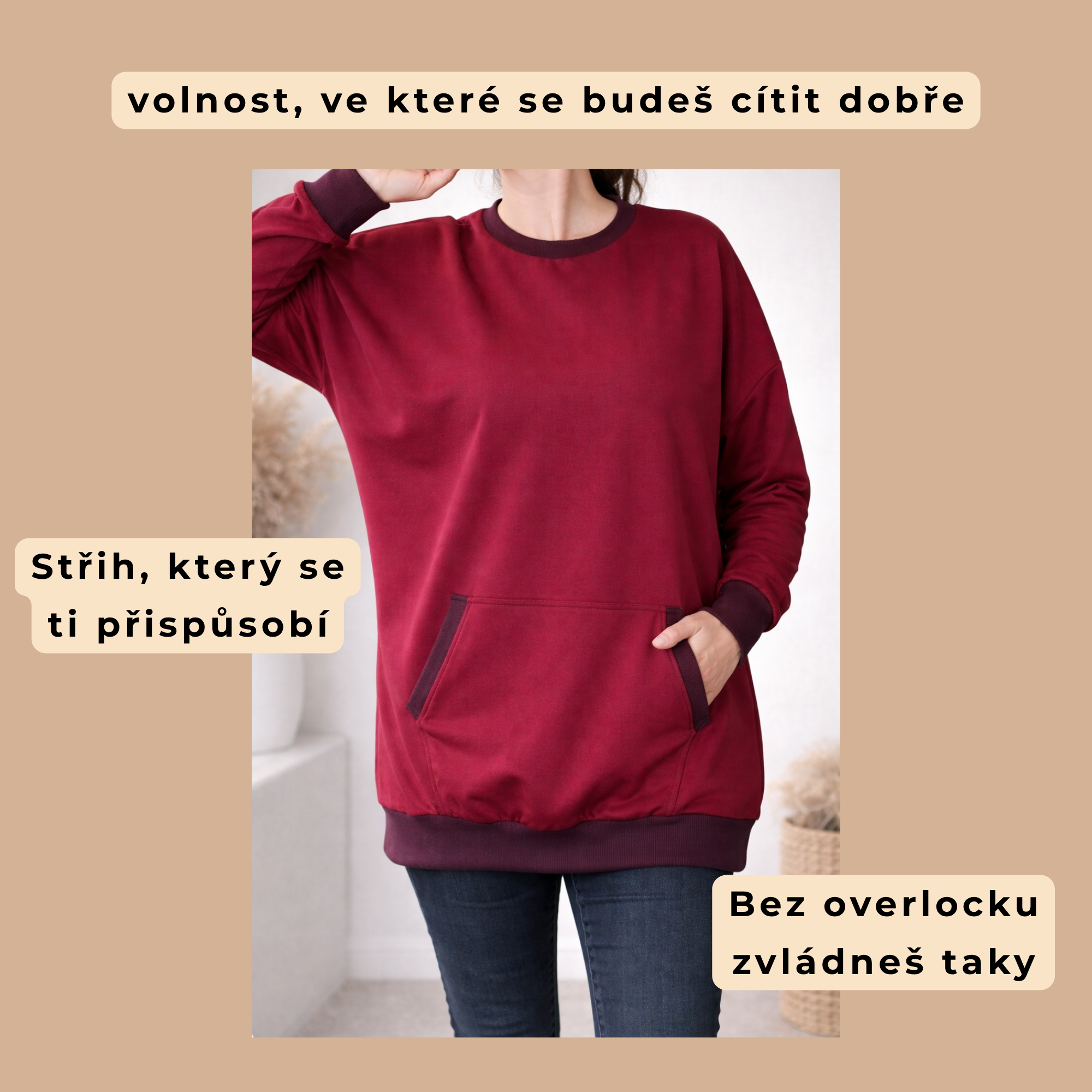 Mikina MILANO OVERSIZE / PDF střih + fotonávod