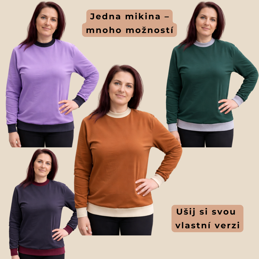 Střih na mikinu MILANO BASIC – PDF střih + fotonávod