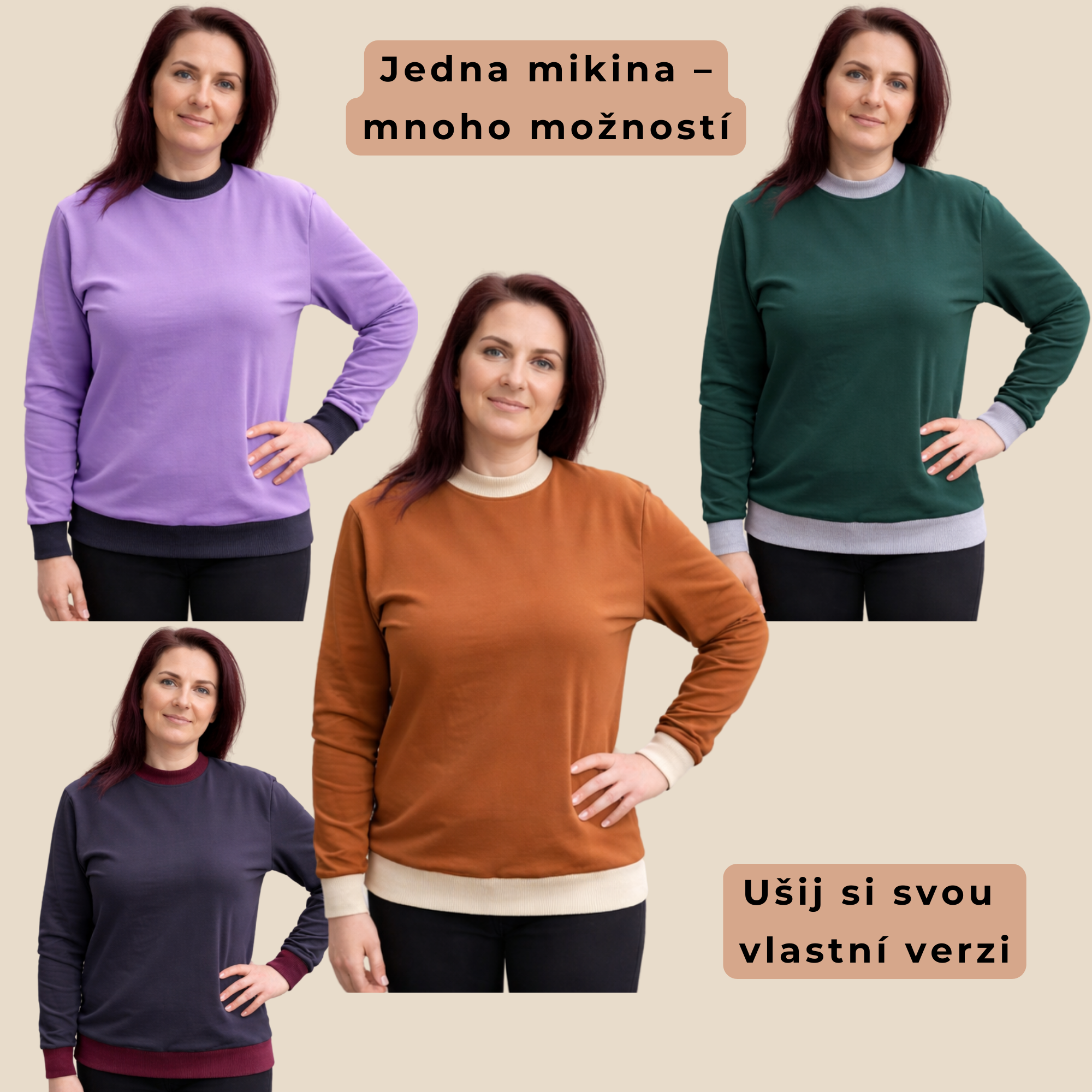 Střih na mikinu MILANO BASIC – PDF střih + fotonávod
