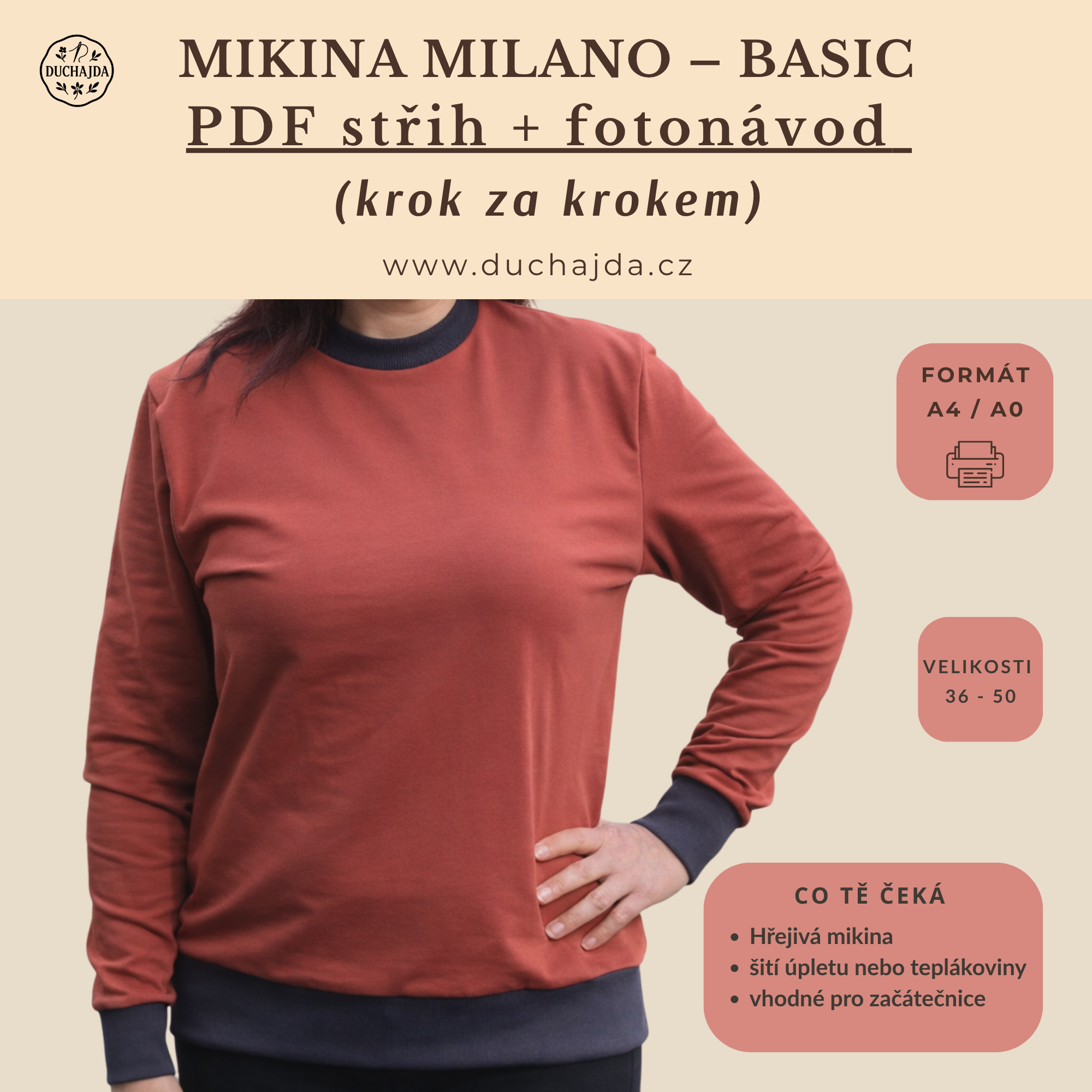 Mikina MILANO BASIC / PDF střih + fotonávod