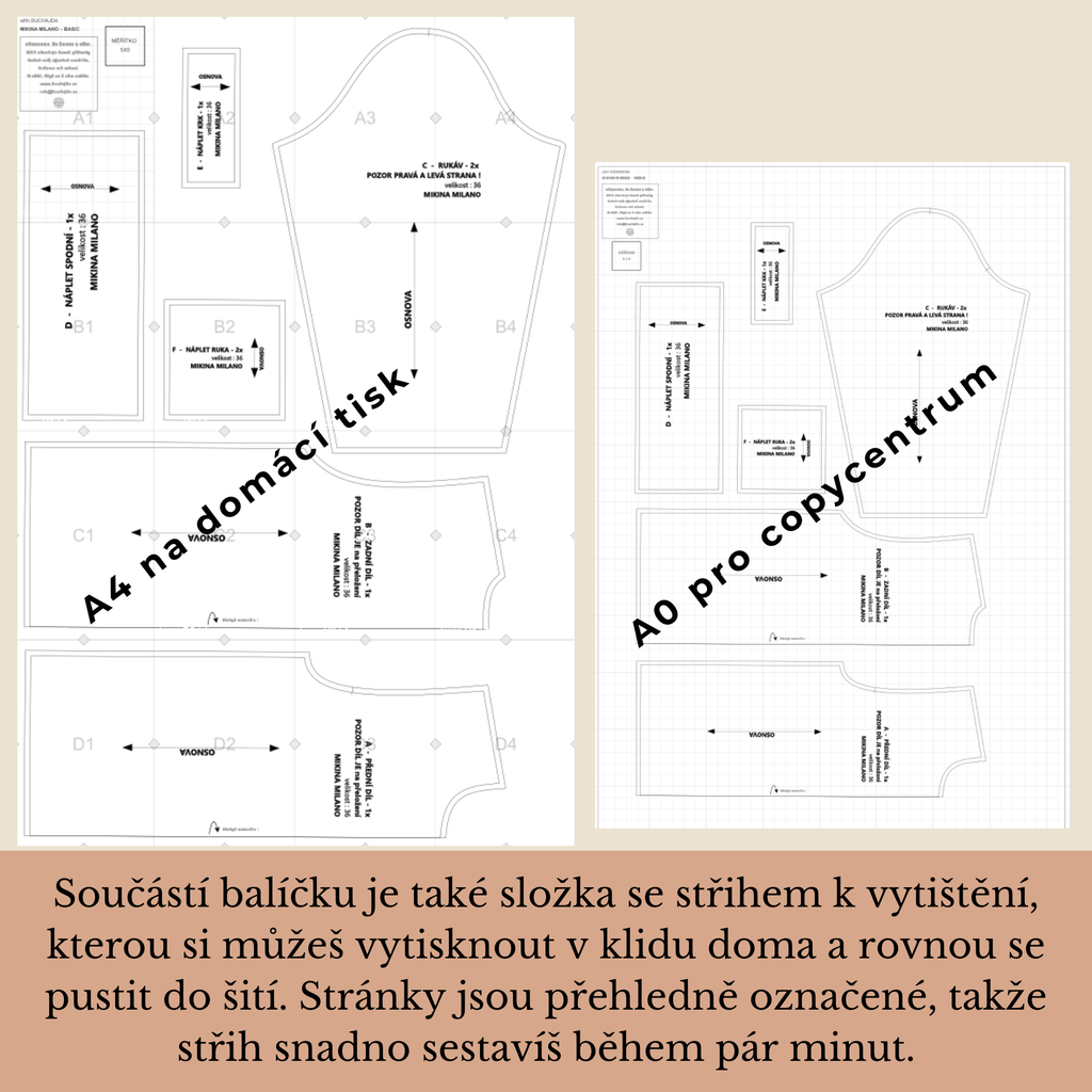 Střih na mikinu MILANO BASIC – PDF střih + fotonávod