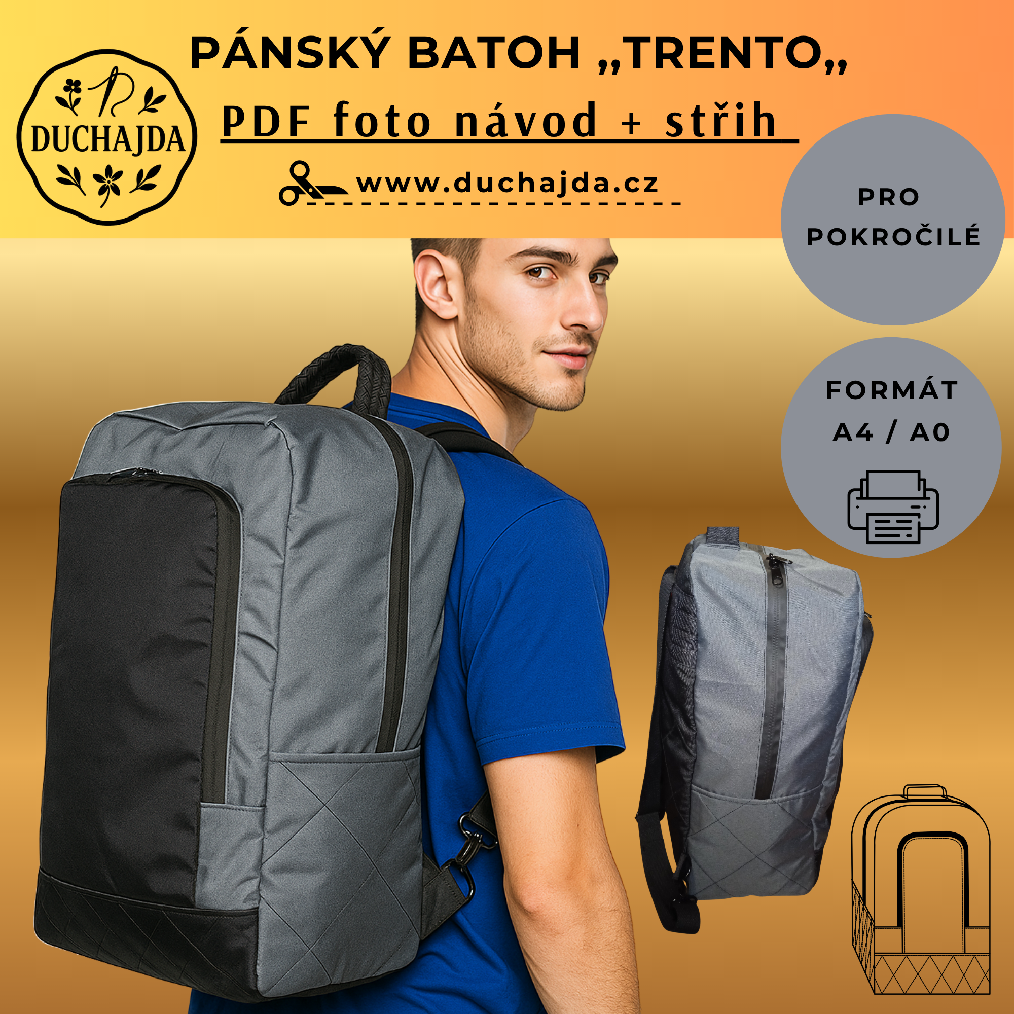 Střih a návod na pánský batoh TRENTO