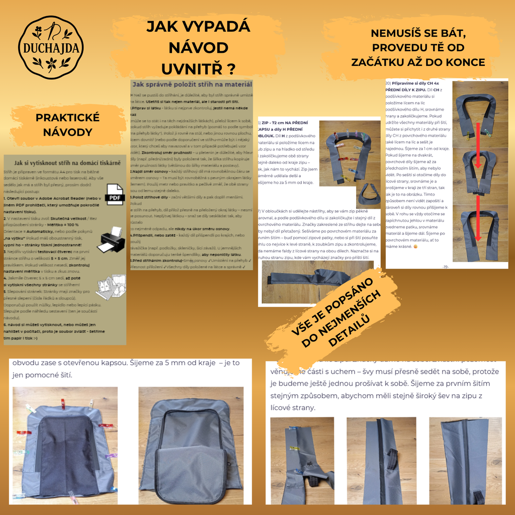 Střih a návod na pánský batoh TRENTO